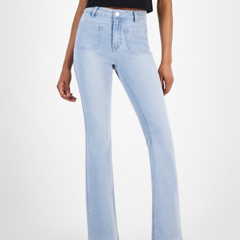 Dollhouse High -Rise Patch-Pocket Flare-Hem Jeans